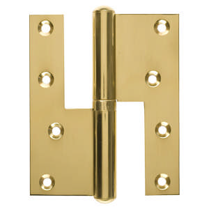Hamburg Hinge, Right, Square, Brass Polished with lacquer 130x45 mm 1327