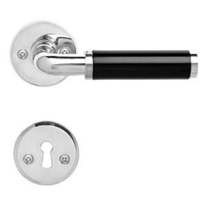 Door handle Funkis 383 w/set (1980+81) Ni Black Bakelite Ø20