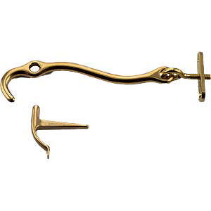 Storm hook 300 m. plate eyelet Brass Polished