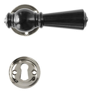 Door handle Østerbro 670, Older doors, Black, Nickel-plated Glossy
