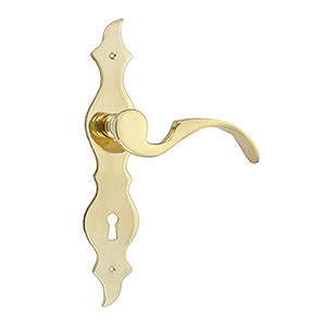 Door handle 673 S-Handle w/long plate L3 GN cc72 Brass Polished