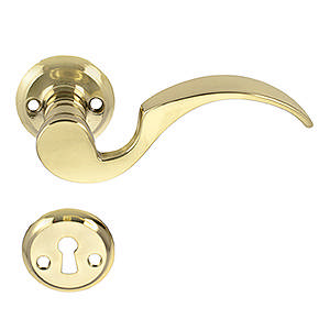 Door handle 673 S-Handle w/ trim (1680+81) Brass Polished