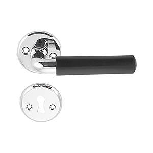 Door handle Funkis 383 w/set (1980+81) Chrome Black Plastic Ø20mm