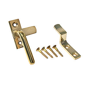 Window handle 21403 Right incl. hook Brass Polished with lacquer Ø10