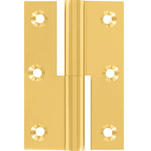 Hamburg Hinge, Left, Square, Brass Polished Without Lacquer 60x40mm ø8