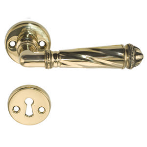 Door handle Fune 116 L-Shape w/trim Brass Polished Without lacquer 115x50mm