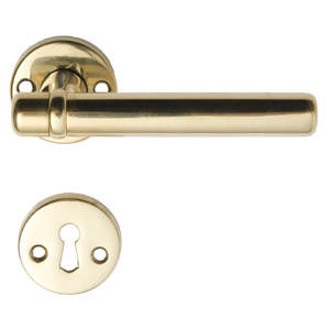 Door handle Chiara 26 L-Shape w/trim Brass Polished Without lacquer Ø20