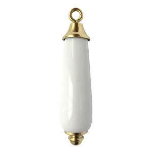 Pull & release handle 90 Brass Polished with lacquer porcelain 105mm
