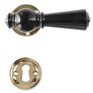 Door handle Østerbro 670, Older doors, Black, Brass Polished Without varnish