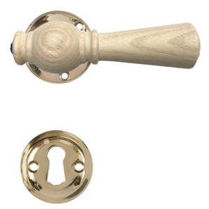 Door handle Østerbro 670, Older doors, Ash pull, Brass Polished Without varnish