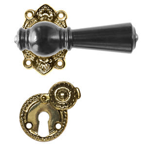 Door handle Østerbro 670, New doors, Black Lacquered, Brass Polished Without lacquer