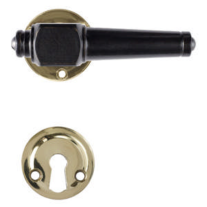Door handle Svanemølle 671 w/through screws (1770A) Black Brass Polished Without varnish