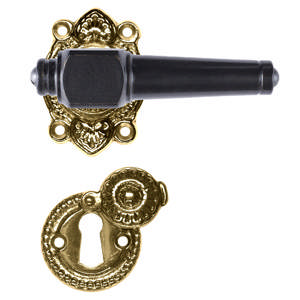 Door handle Svanemølle 671 w/wood screws (1670T) Black Brass Polished Without varnish