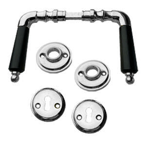 Door handle 785 w/trim Ni Black wood