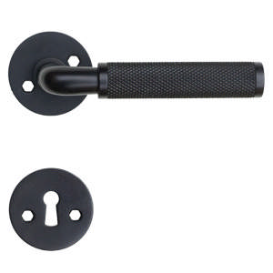 Door handle Funkis 383 w/set (1980+81) Black Lacquer Rouleteret