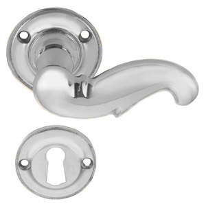 Door handle Hellerup 7018 S-Handle Small w/ bes. (2080+81) Chrome 82