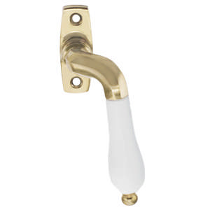 Paskvil handle 2682 Right Brass Polished with lacquer White Wood
