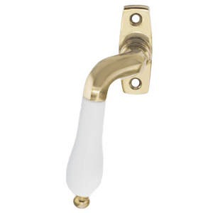 Paskvil handle 2682 Left Brass Polished with lacquer White Wood