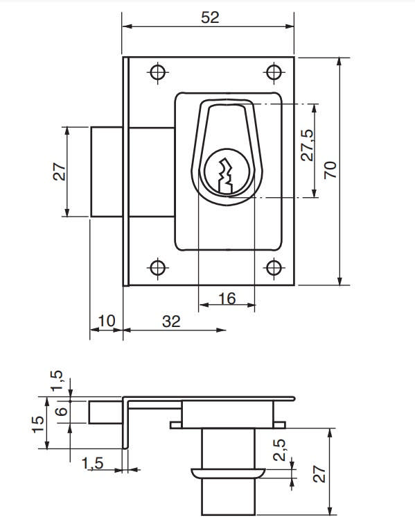 Lock RB1612 Kr SK w/tin ring / ST