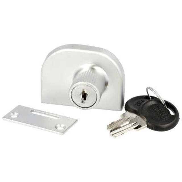 GLASS DOOR LOCK 917, ALU FINISH, CK SISO, KA D20, F/DOUBLE DOORS