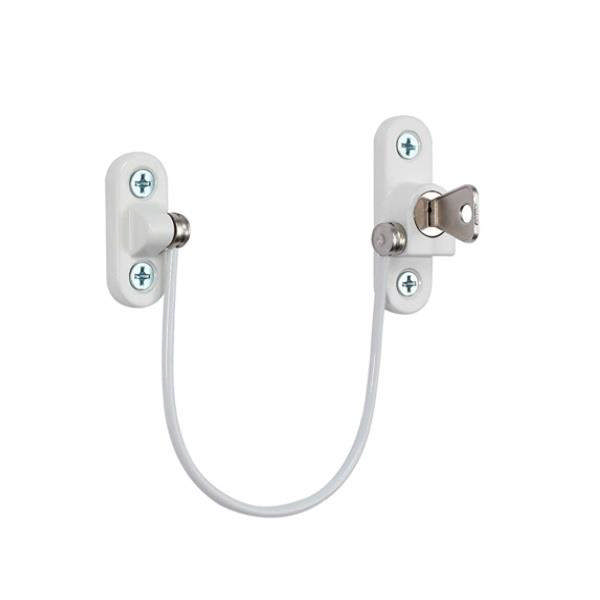 WINDOW LOCK, OVAL MODEL, WHITE, W/SS-304 WIRE - 190MM