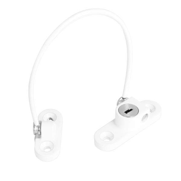 WINDOW LOCK, OVAL MODEL, WHITE, W/SS-304 WIRE - 190MM