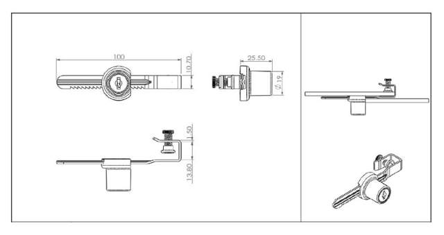 Siso glass lock 750-100mm.single-acting